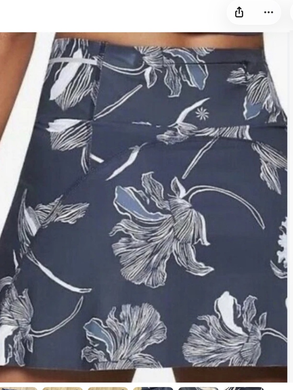Athleta navy white floral Sonic athletic skort, L - Picture 2 of 9